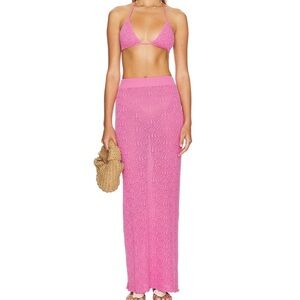 Pink Crochet Bikini Cover-Up Skirt